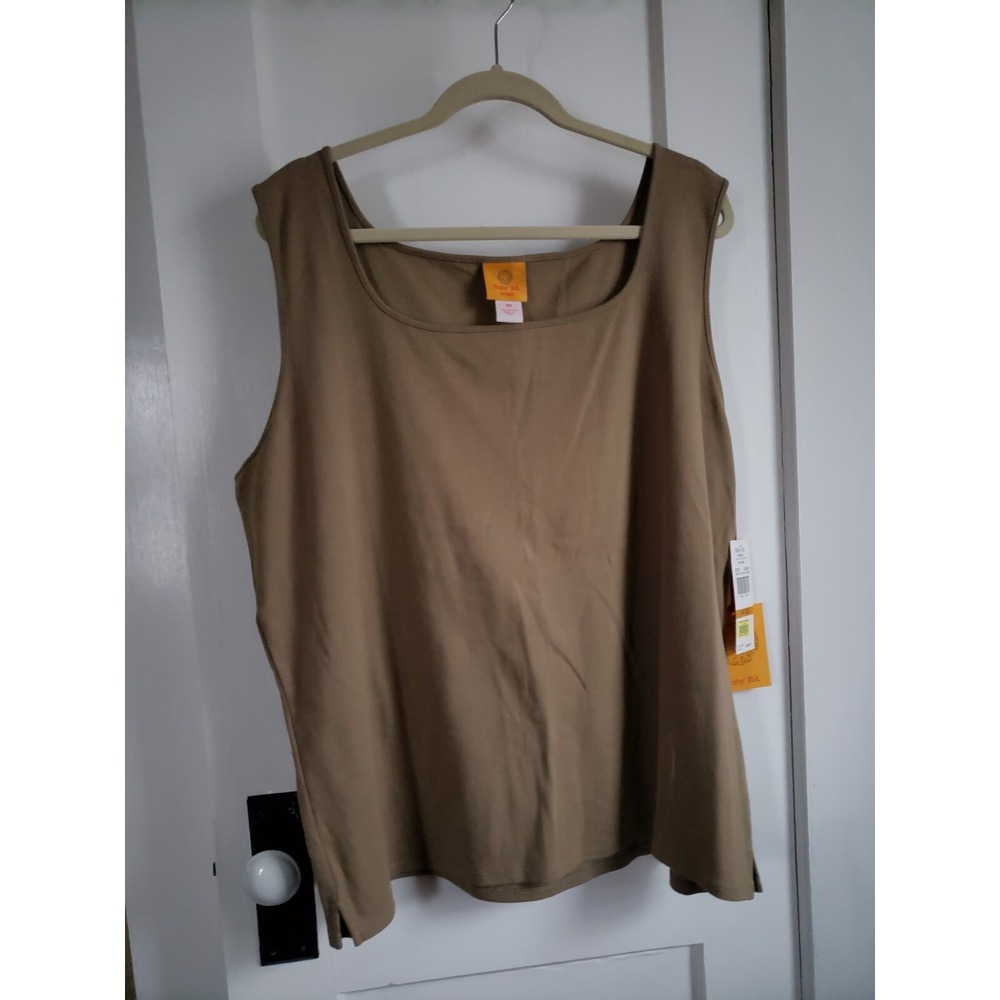 Ruby Rd. Women's Plus-Size Rib‎ Square Neck Sleeveless Tank, SAGE  3X